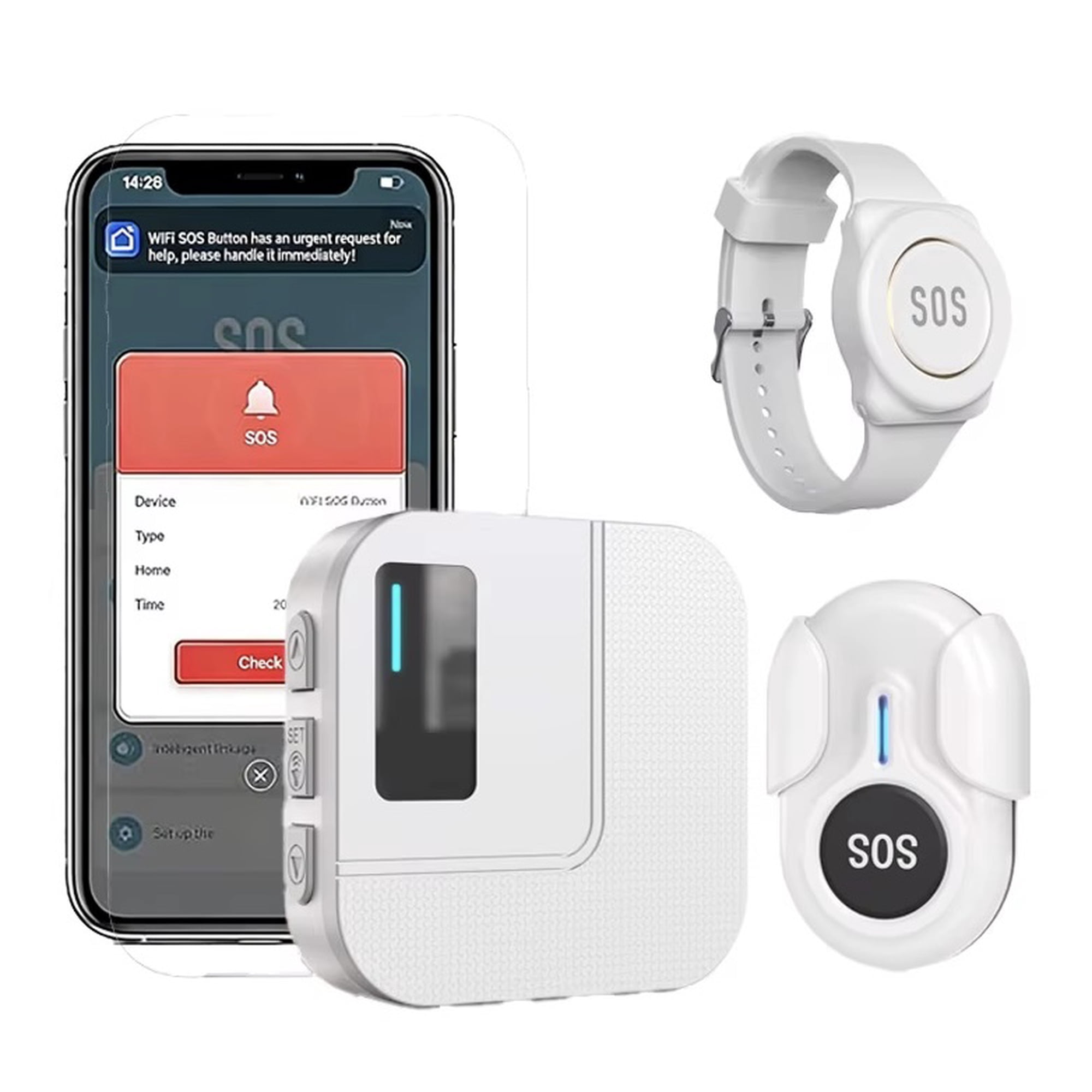 Emergency iMu SOS Watch Kit, Personal Emergency Alert System with SOS Button, Wearable Safety Alert Device for Seniors, Home & Personal Safety