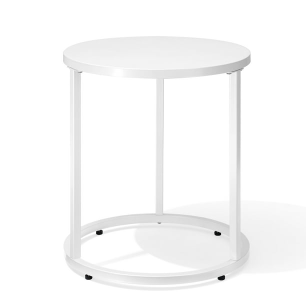Pellebant Outdoor round Metal Patio Side Table in White Finish
