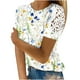 thumbnail image 2 of ICHUANYI Clearance Women Ladies Printing Short Sleeve Round Neck Pullover Lace Tops Blouse(Multicolor, XS) ICHUANYI WER2023080700536, 2 of 5