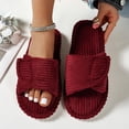 thumbnail image 4 of CIENVNSTG Womens Orthopedic Arch Support Fuzzy Adjustable Corduroy Memory Foam Open Toe Slippers Comfortable Non‑Slip Indoor Slides Supportive Footwear Red 37, 4 of 4