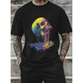 thumbnail image 5 of Men's T-Shirt Rainbow Paint Dripping Street Art Graffiti Skull Short Sleeve Casual Tee Classic Crew Neck T-Shirt for Men, S, 5 of 6