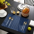 thumbnail image 3 of Dark Blue Placemats Set of 4, Retro Farmhouse Plants Wall Lines Texture Placemats for Dining Table, Place Mats for Kitchen Tabletop, Waterproof Wipeable Dining Table Mats Set, 3 of 9