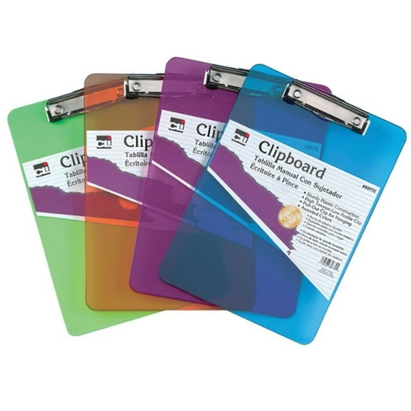 Charles Leonard Single Plastic Clipboard (Colors May Vary) (Pack of 5)
