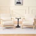 thumbnail image 2 of CQSXDA Single Upholstered Accent Chair  with Curved Wood Armrests  and Lumbar Cushion  for Living Room or Bedroom, Beige, 2 of 15