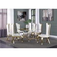 thumbnail image 2 of 7pc. 68" x 40" Glass Dining Set with 6 Chairs and Gold Stainless Steel, 2 of 4
