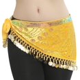 thumbnail image 3 of Pañuelo de cadera para danza del vientre con discos dorados, ropa de baile, cinturón de cadera brillante para disfraz de club Amarillo, 3 of 9