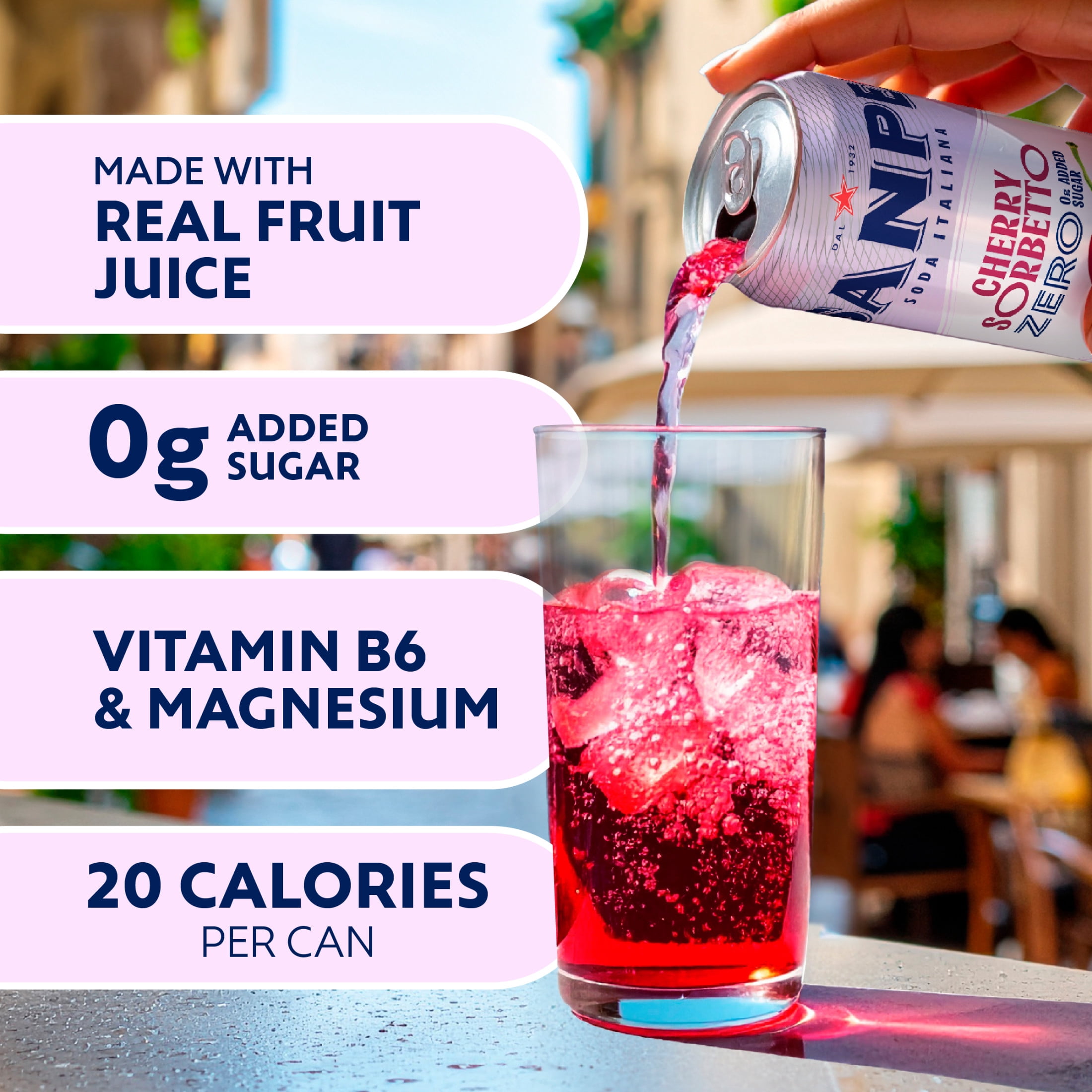 Sanpellegrino Soda Italiana Cherry Sorbetto, 0g Added Sugar, Italian Sparkling Soda 66.954 fl oz
