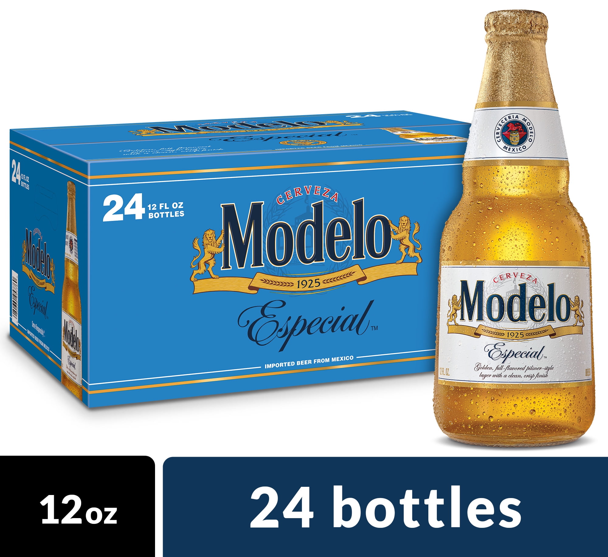 Modelo Especial Mexican Lager Beer, 24 pk 12 fl oz Bottles, 4.4 ABV