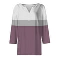 thumbnail image 3 of JULMCOMO Shirts for Women Trendy Summer V Neck Button down T Shirts Summer Striped Color Block Print Half Sleeve Tops Trendy Dressy Loose Fit Clothes White M, 3 of 4