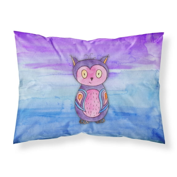 Pink and Purple Owl Watercolor Fabric Standard Pillowcase