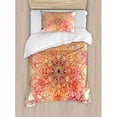 thumbnail image 3 of Ambesonne Mandala Magical Spiritual Hand Drawn Bloom with Swirled Petals Oriental Retro Duvet Cover Set, 3 of 3