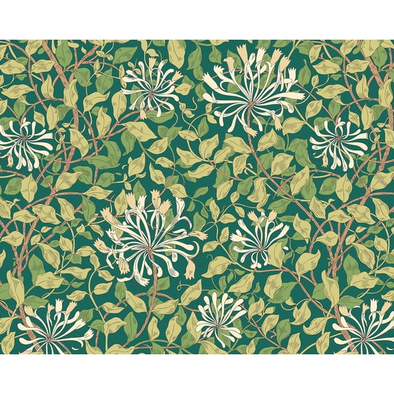 Brewster Origin Murals Honeysuckle Green Wall Mural