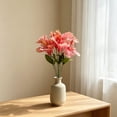 thumbnail image 7 of Artificial Hibiscus Flowers 5 Heads Silk Fake Flower Bouquet for Home Decor Living Room Table Vase Arrangement Pink, 7 of 7