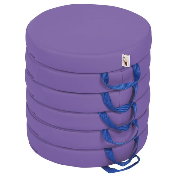 SoftZone® Round Floor Cushion with Handle 6-Piece - Purple