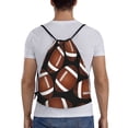 thumbnail image 2 of Kdxio Brown Football On Black Print Drawstring Backpack Bag,Waterproof Draw String Back Sack, Gym Drawstring Bags Swim Bag For Unisex, 2 of 9