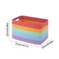 thumbnail image 3 of LiUMX Color Block Woven Storage Basket, Cotton Linen Fabric Rope Organizer with Soft Handles, Multicolor Decorative Bin for Toys, Books, Snacks, Laundry and Home Closet Storage, 3 of 6