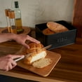 thumbnail image 3 of Beautiful Bread Box With Wooden Lid For Your Kitchen Countertop - Spacious Container Perfectly Stores Your Homemade Bread, English Muffins & Bagels - Quality Cutting Board Lid Keeps Loaf Fresh, 3 of 8