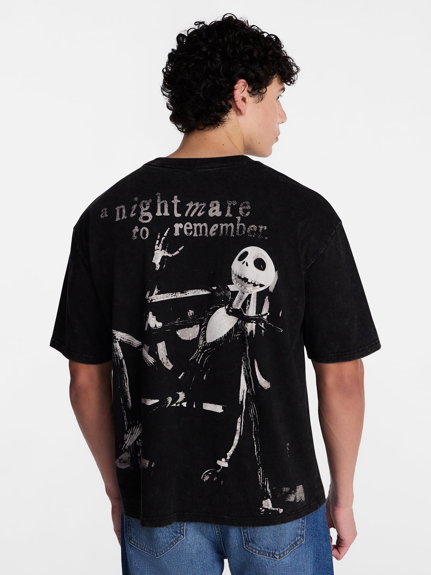 Nightmare Before Christmas Men's Jack Skellington Halloween Front and Back Graphic Tee, Sizes XS-5XL