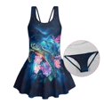 thumbnail image 6 of Uourmeti Girls Sleeveless Skirted One-Piece Swimsuit - Cosmic Sea Turtle & Floral Print, Quick Dry Stretch Swim Dress for Beach & Pool, 3-13 Years, 6 of 8