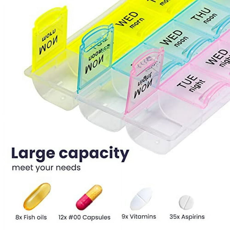 Pill Case and Pills Bottle Organizer - Weekly and Daily Medicine Container Carrier Tote Bag for Weekly Pill Bottles with 3 Extra Daily Bottles
