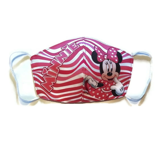 Set of 2 Cloth Protection Face Cover Mask , Minnie Character, double layer. Size Girls 4 to 12 years, Minnie