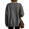 thumbnail image 5 of Nestiefly Oversized Crewneck Sweatshirt Women Fleece Long Sleeve No Hood Pullover Fall Casual Sweat Shirts Dark Gray M, 5 of 7