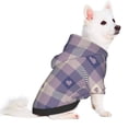 thumbnail image 2 of Goofa Heart Check Plaid Pattern Small Dog Sweater Hoodies Pet Grey Hooded Soft Fleece Sweatshirts with Pocket Fall Winter Puppy Cat Sweaters Warm Clothes-Large, 2 of 8