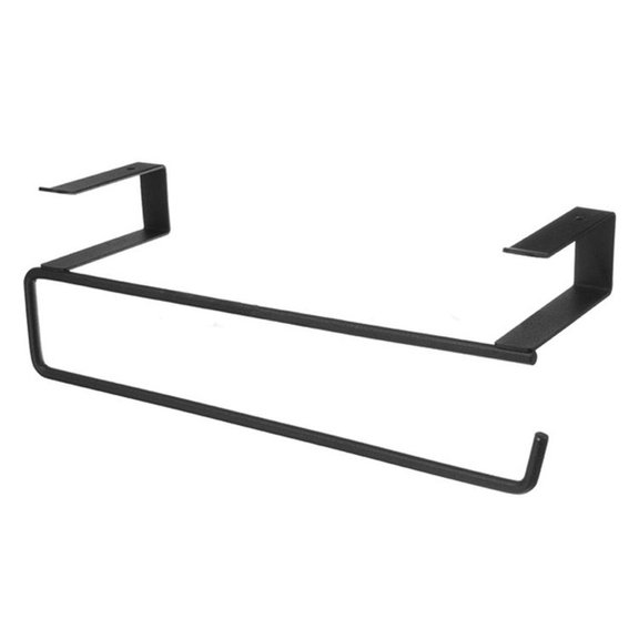 Anvazise Kitchen Cabinet Door Drawer Roll Paper Towel Rack Holder Rail Organizer Hanger Black One Size