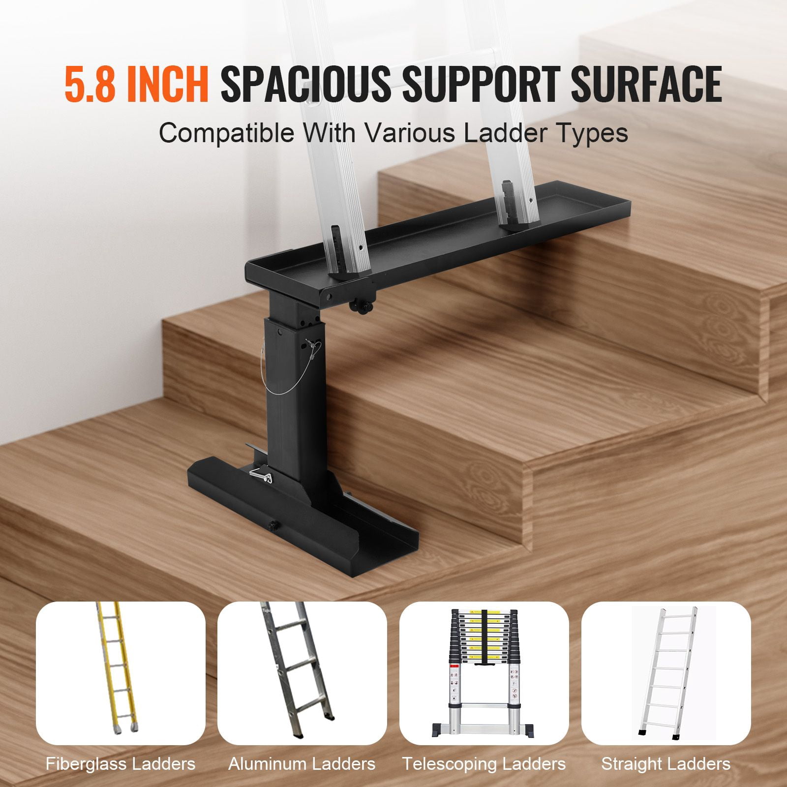 Ladder Levler, Support Surface, Steel Ladder Leveling Tool, Folding Pitch Hopper, Stair Ladder Stabilizer Easy to Use,Extension Ladder Accessories for Uneven Ground 23.4 L x 11.4-18 in H