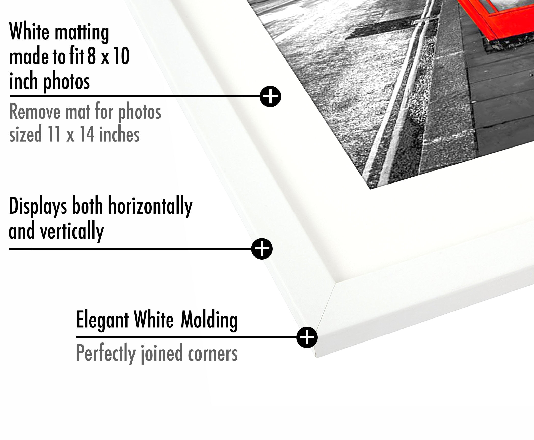 Americanflat 11x14 Picture Frame with Glass packs pictures without moldings elegant design these matting - White