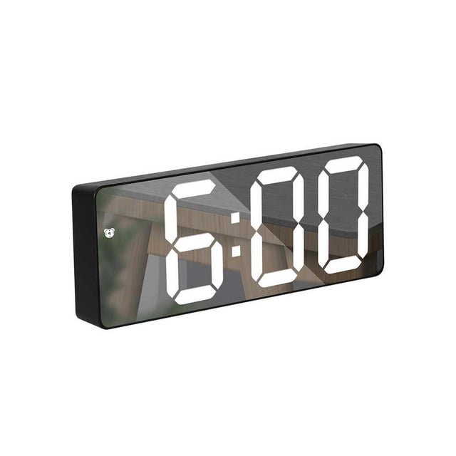 Injueey Reloj despertador Pantalla de temperatura electrónica digital Termómetro Control de voz Snooze Calendario portátil ajustable Tipo 2 Type2 NO2