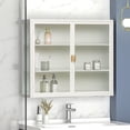 thumbnail image 2 of GZXS Minimalist 2-Door Wall Cabinet, Metal Storage Cabinet with Fluted Glass Doors and Detachable Shelf, Modern Storage Organizer for Home, White, 2 of 8