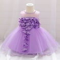 thumbnail image 2 of USNSM (6-24 Months) Toddler Girls Cute Flower Pearl Mesh Birthday Dress Spring Fall Casual Fashion Long Dresses Purple 18-24 Months, 2 of 5