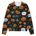 thumbnail image 4 of JIAYUE Halloween Cardigan for Women Loose Graphic Print Crew Neck Knit Sweater Long Sleeve Button Front Tops For Casual Holiday, 4 of 5