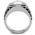 thumbnail image 3 of Luxe Jewelry Designs Men's Stainless Steel Engagement Ring with Clear Cubic Zirconia - Size 11 (Pack, 3 of 4