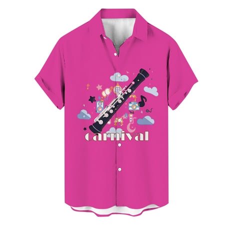 PMUYBHF Mode Printemps et Été pour Hommes Chemise à Manches Courtes Imprimée Guitare Musicale 2745 TTG