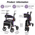 thumbnail image 3 of Rollator Walker for Seniors, Lightweight Foldable All Terrain Rolling Walker with seat, Aluminum Walkers with 8 inch Rubber Wheels, Handles and Backrest for Seniors and Adult (Purple), 3 of 7
