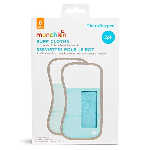 Munchkin TheraBurpee: 2 paños de eructos con bolsillos incorporados, para usar con el kit de rescate de cólicos y fiebre, 1 azul, 1 menta