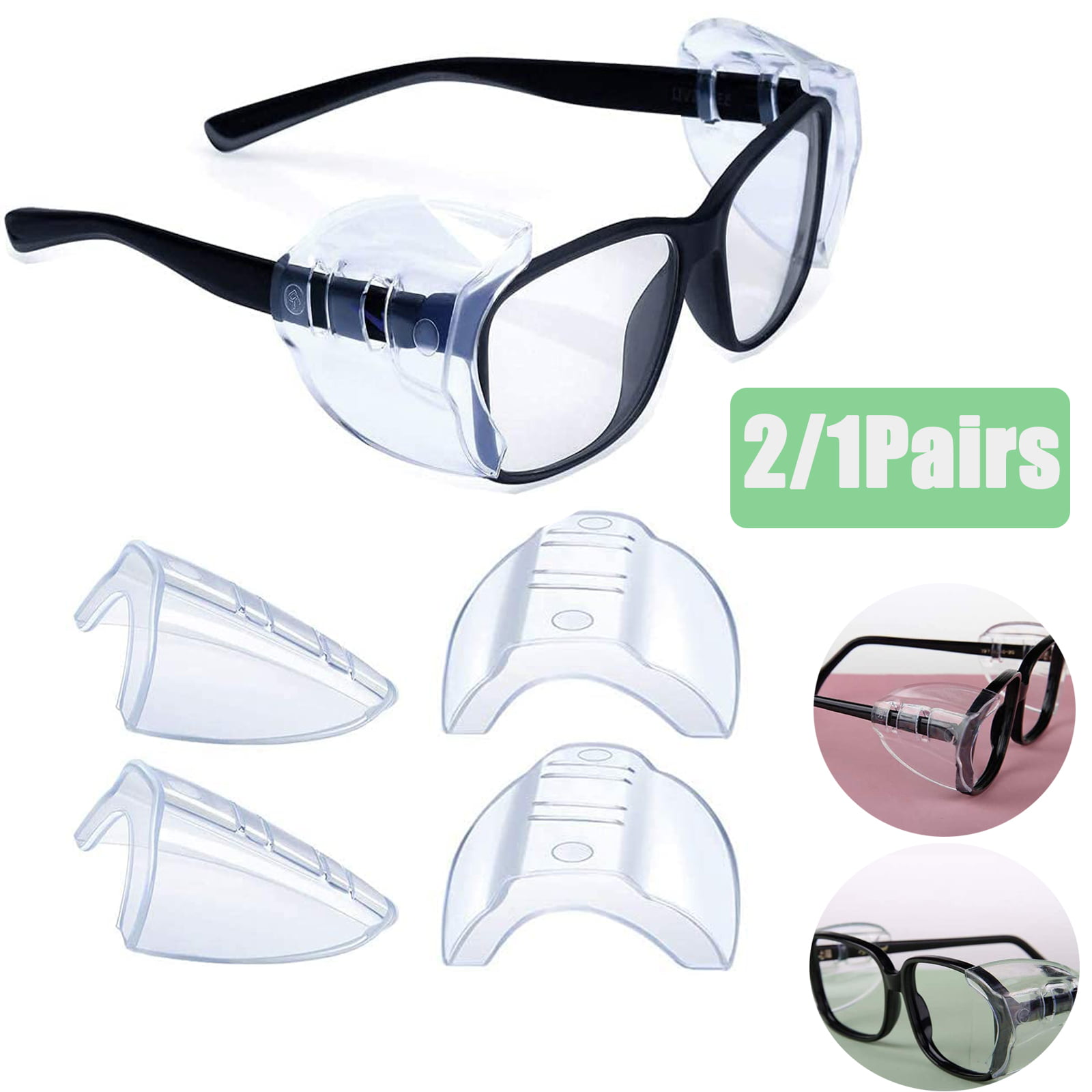 2x clear universal flexible side shields safety glasses goggles eye protects  SE 