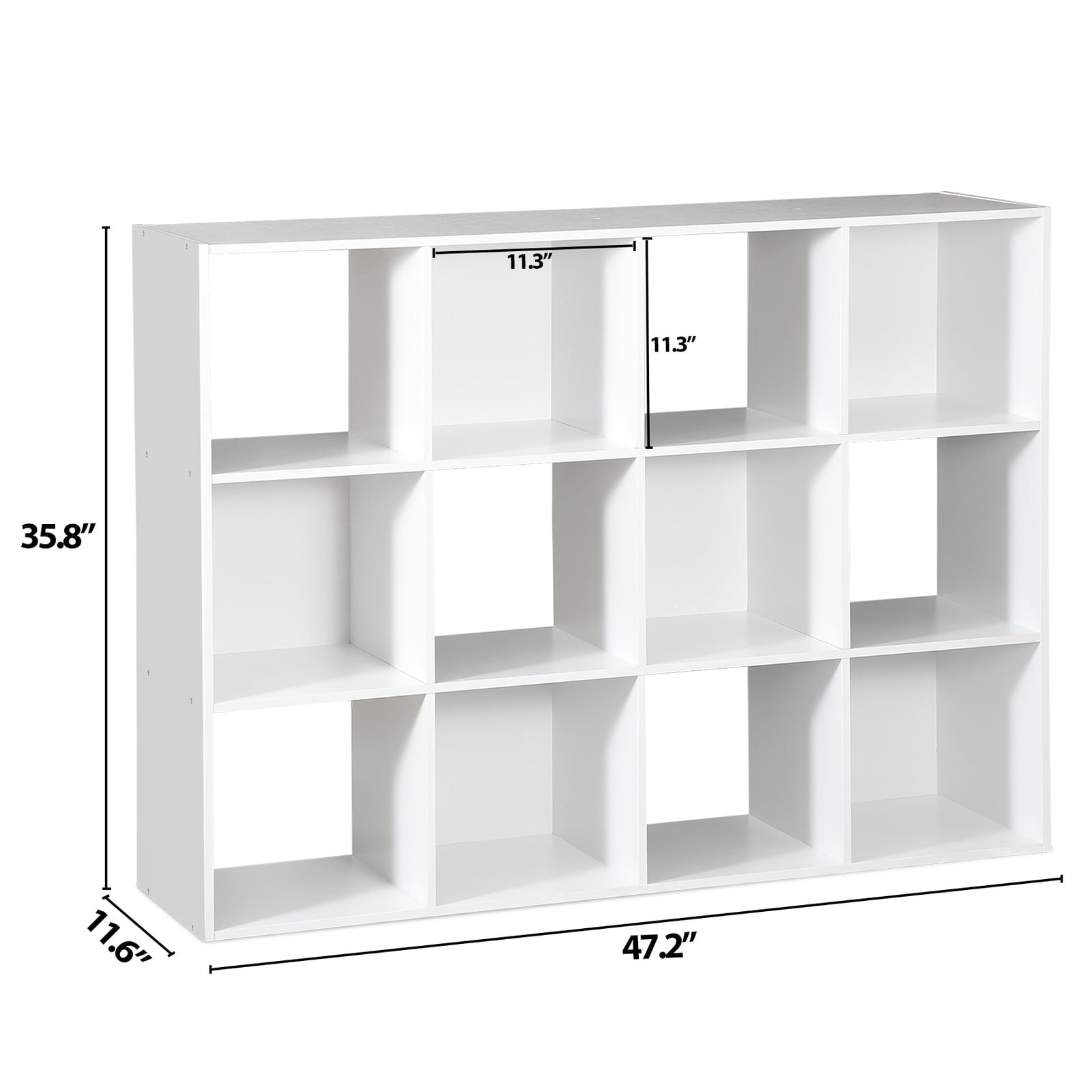 Favory 12 Cube Laminated Wood Reversible Stackable Open Bookcase Display Shelf Storage Organizer for Home and Office Organization, White