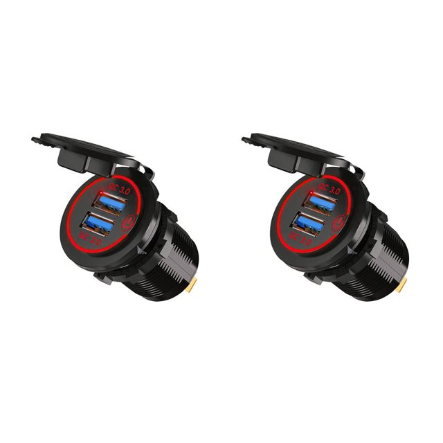 Toma de corriente de coche Scienceny A prueba de agua Encendedor de cigarrillos Adaptador de corriente Motocicleta Luz roja 2piezas