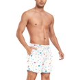 thumbnail image 4 of FORMRS Mens Swim Trunks Mesh Liner Quick Dry Casual Beach Board Shorts with Pockets, Sizes S-2XL, White Retro Pattern, 4 of 9