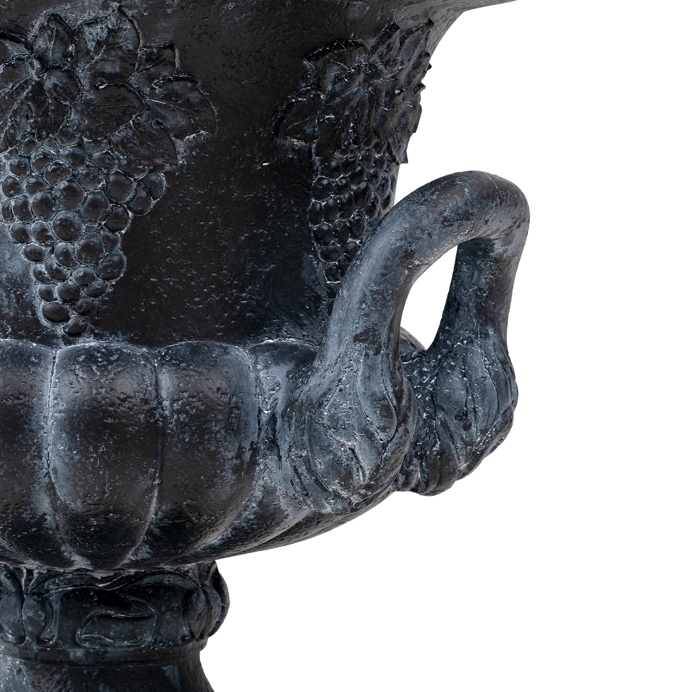 Christopher Knight Home MGO Grape Relief Urn Planter with Elephant-Head Handles, Antique Black