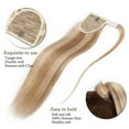 thumbnail image 3 of SEGO Clip in Hair Extensions Human Hair 100% Remy Human Hair Wrap Around Ponytail Extension Thick Long Straight Hairpiece with Comb Magic Paste Pony Tail, 3 of 7