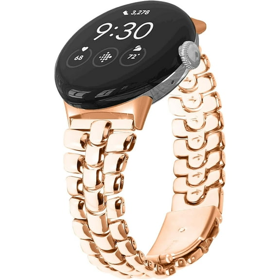 KOMI Compatible with Google Pixel Watch 2 Band 2023, Adjustable Slim style Metal Strap Wristband Compatible with Google Pixel Watch Band for Women Men Rose Gold