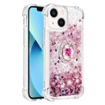 thumbnail image 2 of Funda para iPhone 14 con Brillo Líquido Flotante, Purpurina, Parachoques y Anillo Giratorio Soporte, 2 of 5