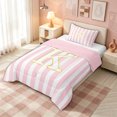 thumbnail image 2 of meiyoeat Pink Stripe Gold K Initial Twin Comforter Sets, Classic Monogram Initial Bedding Set for Boys Girls, Pink Reversible, 2-Piece, 1 Comforter and 1 Pillowcase, 2 of 6