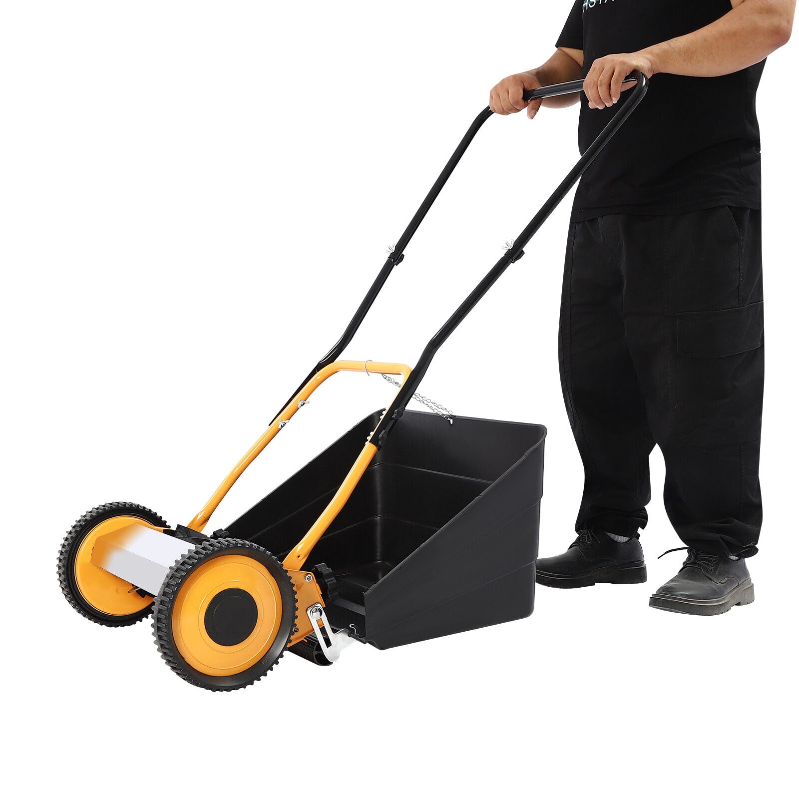 Hand Push Lawn Mower 14“ Cutting Width Adjustable Height with Grass Collecting Box