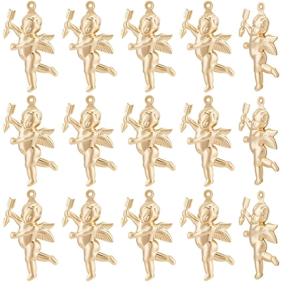 1 Box 30Pcs Cupid Charms 24K Gold Plated Guardian Love Cherub Charms Valentine's Day Craft Supplies
