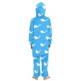thumbnail image 3 of Blue White Whales Pattern One Piece Pajamas Soft Jumpsuit Cozy Sleep and Play Romper Zipper and Pockets 5T-6T, 3 of 8